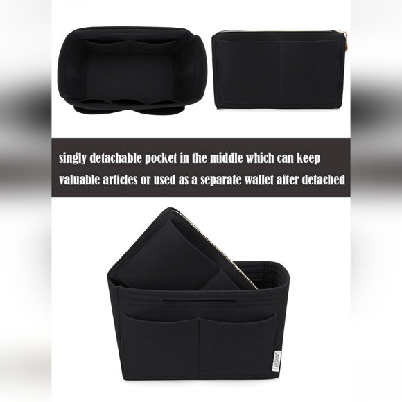 Slender Large Black Felt Purse Insert for Graceful MM and Delightful PM - Picture 3 of 11